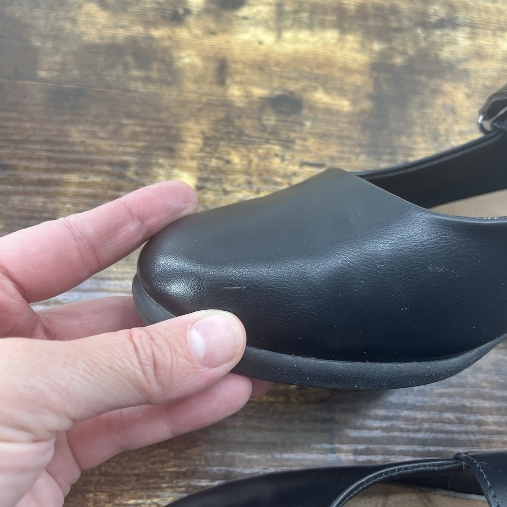 Women's Black Leather Mary Janes 90s Y2K Whimsigoth Style Size 8 EU 39 - Picture 7 of 8